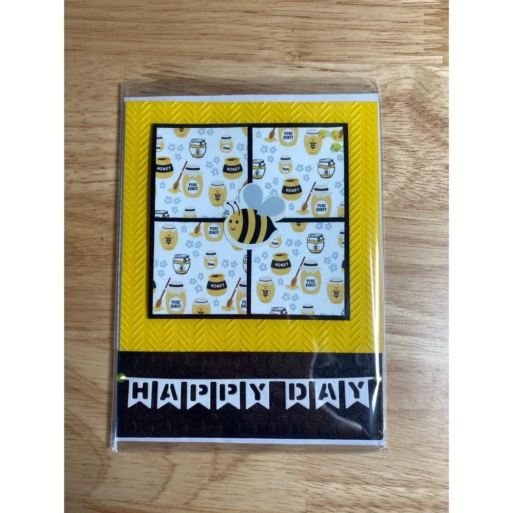 Bee & Honey Greeting Card – Handmade A2 Card – All Occasion Blank Card